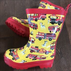 Fire truck rain boots